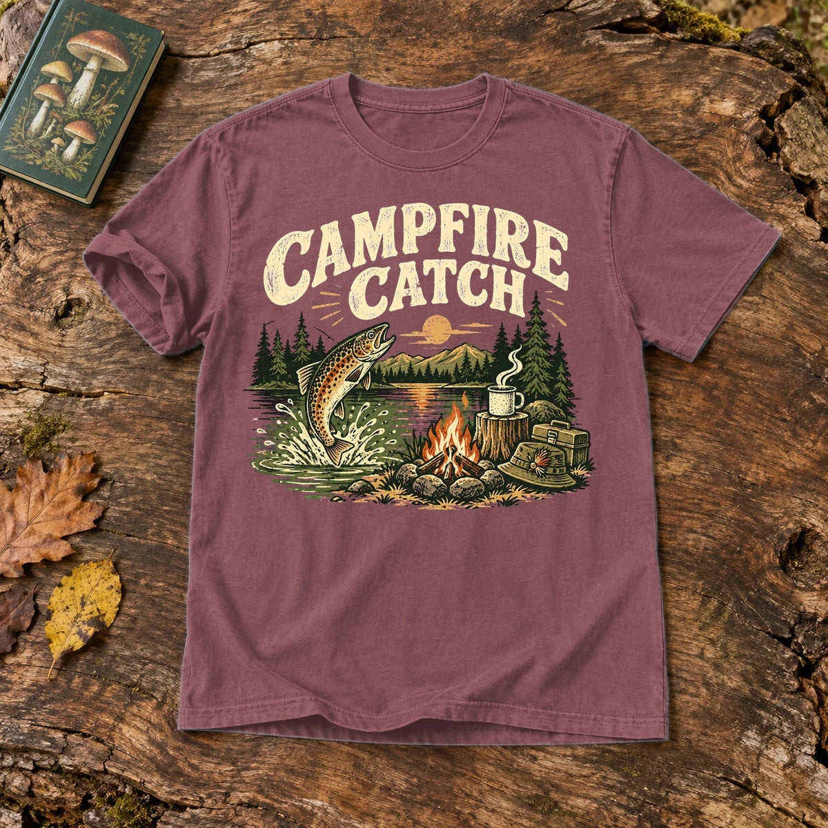 Campfire Catch Vintage Graphic Tee on Brick Premium Tee