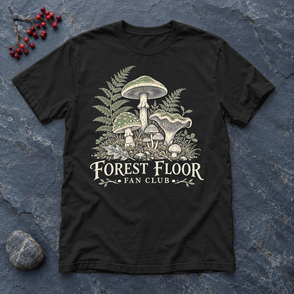 Forest Floor Fan Club Graphic Tee on Black Everyday Soft Tee