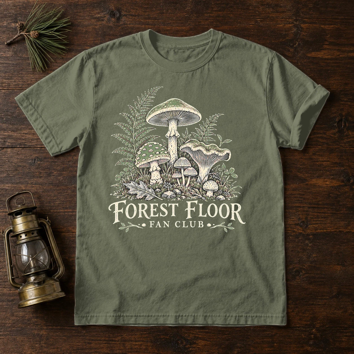 Forest Floor Fan Club Graphic Tee on Moss Premium Tee