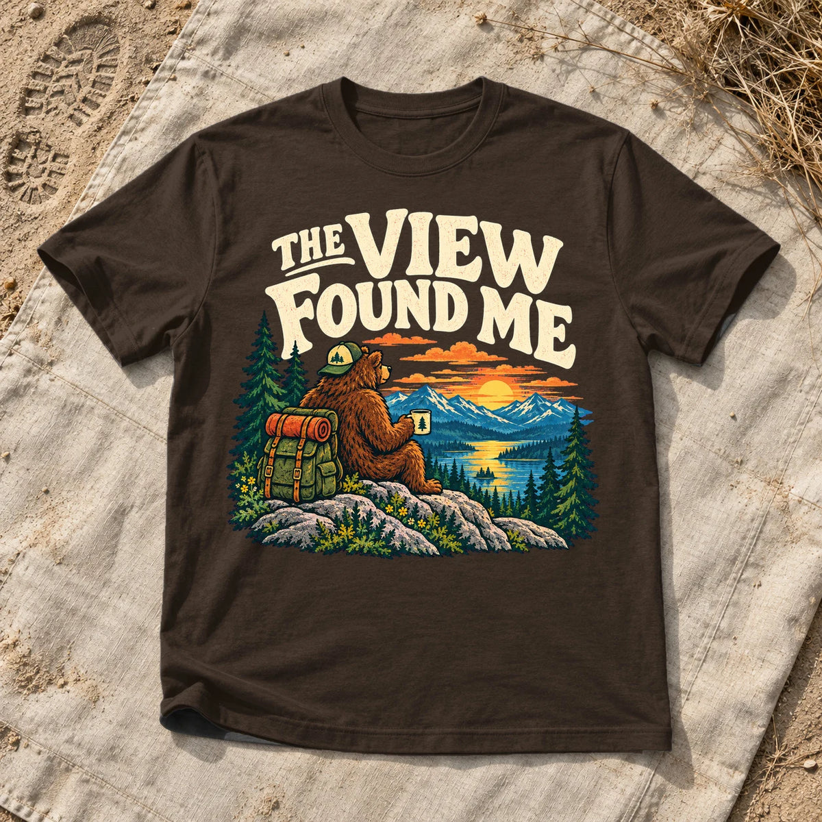 The View Found Me Graphic Tee on Dark Chocolate Everyday Soft Tee