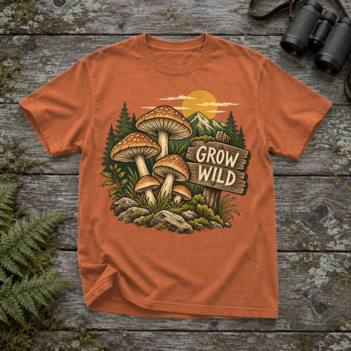 Grow Wild Mushroom Graphic Tee on Yam Premium Tee