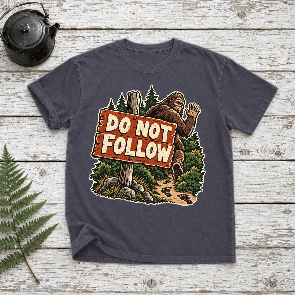 Do Not Follow Vintage Bigfoot Graphic Tee on Navy Premium Tee