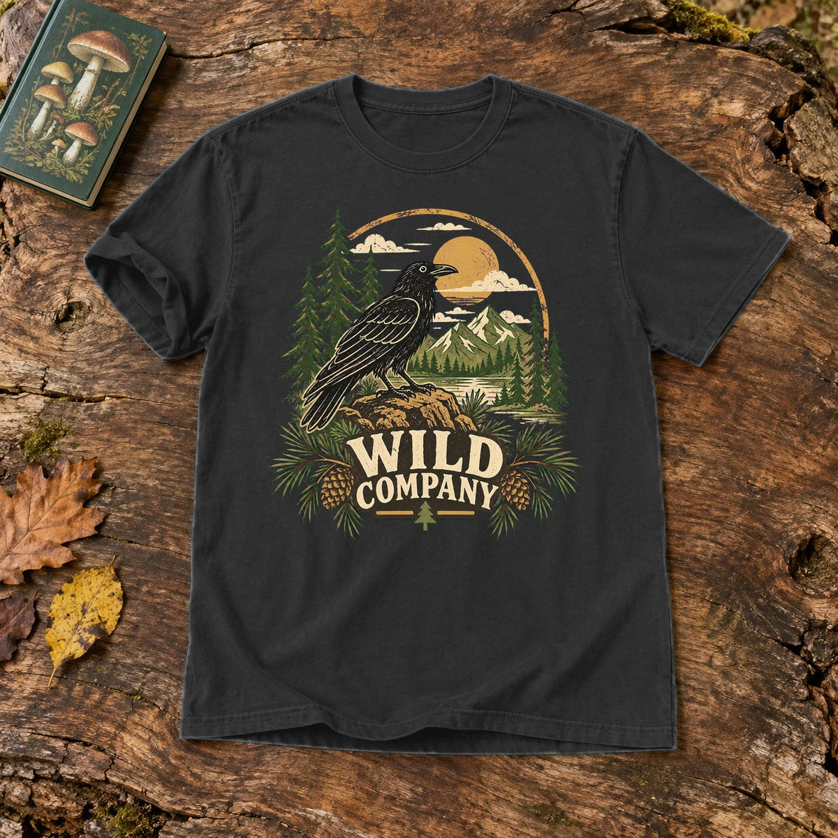 Wild Company Raven Graphic Tee on Black Premium Tee