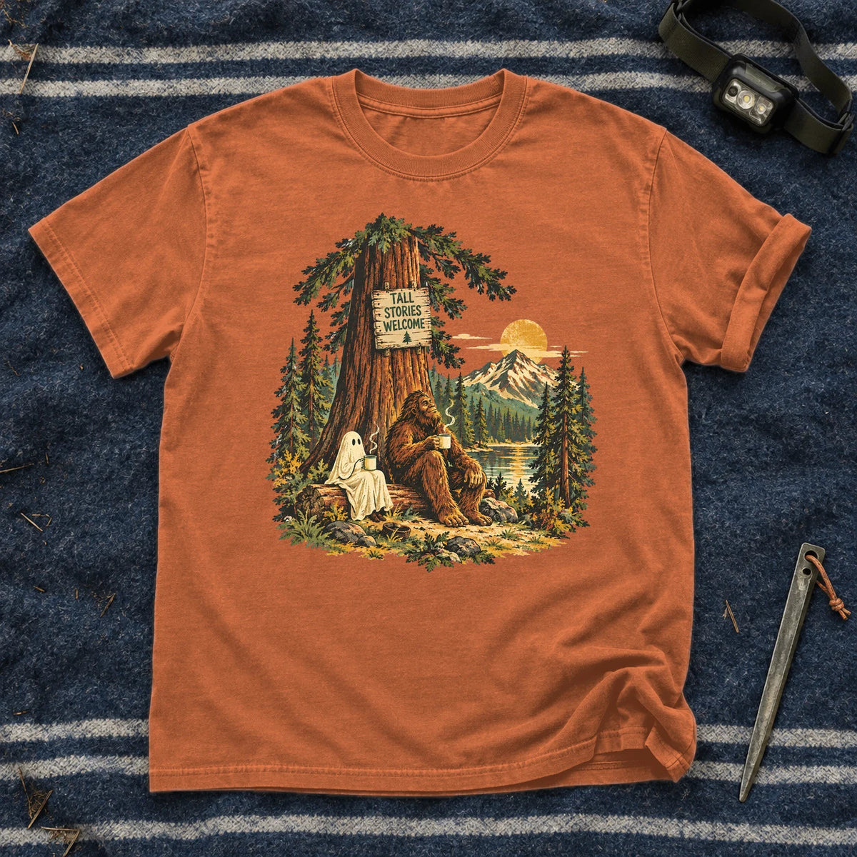 Tall Stories Bigfoot & Ghost Graphic Tee on Yam Premium Tee