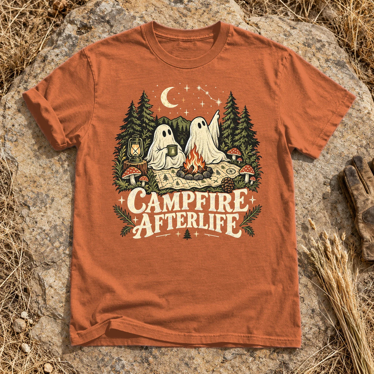 Campfire Afterlife Ghost Graphic Tee on Yam Premium Tee