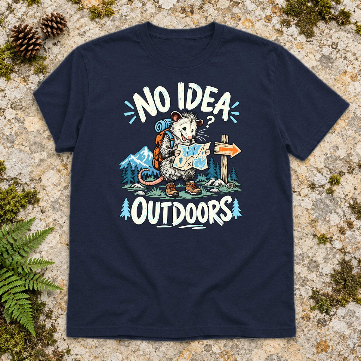 No Idea Outdoors Opossum Graphic Tee on Navy Everyday Soft Tee