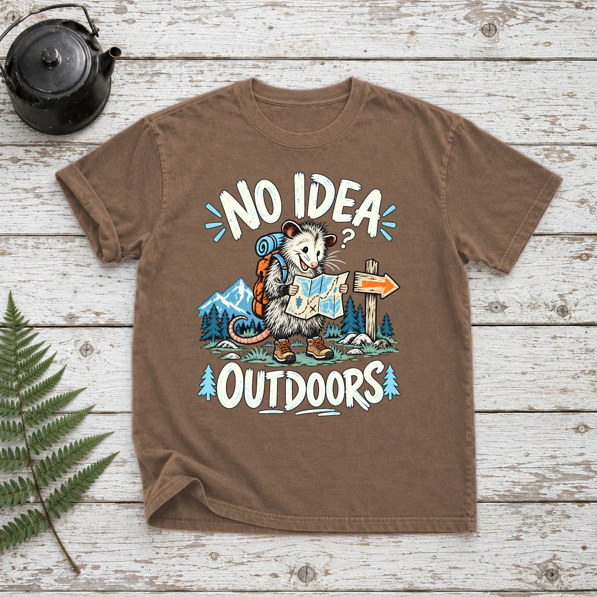 No Idea Outdoors Opossum Graphic Tee on Espresso Premium Tee