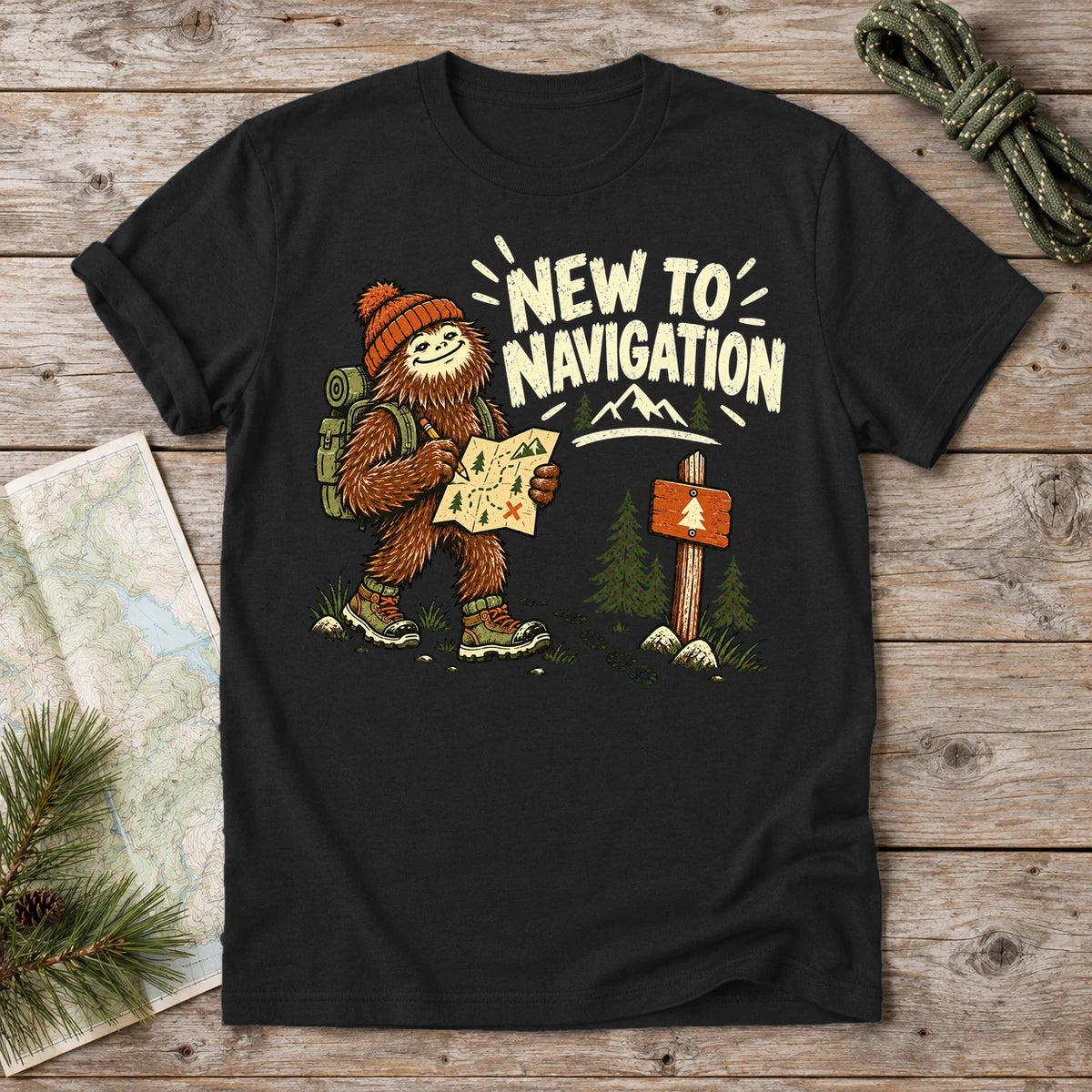 New to Navigation Bigfoot Graphic Tee on Black Everyday Soft Tee