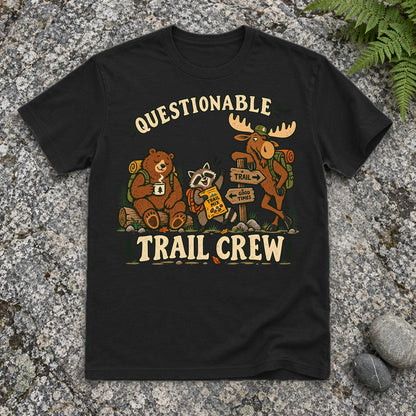 Questionable Trail Crew Graphic Tee on Black Everyday Soft Tee