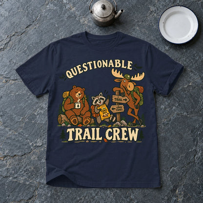 Questionable Trail Crew Graphic Tee on Navy Everyday Soft Tee