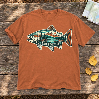 Catch The View Trout Graphic Tee on Yam Premium Tee