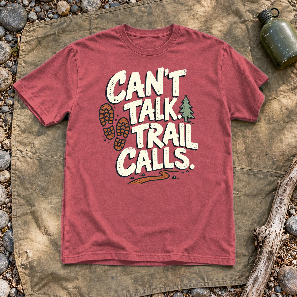 Can't Talk Trail Calls Graphic Tee on Heather Red Everyday Soft Tee