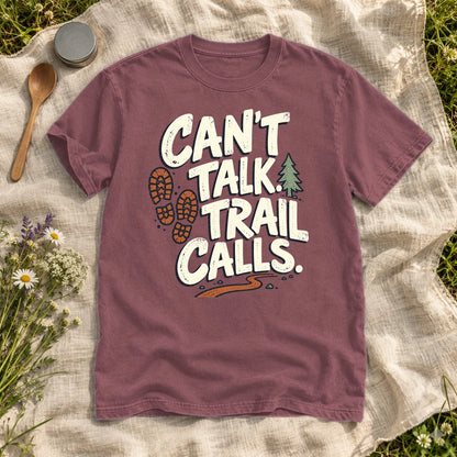 Can't Talk Trail Calls Graphic Tee on Brick Premium Tee