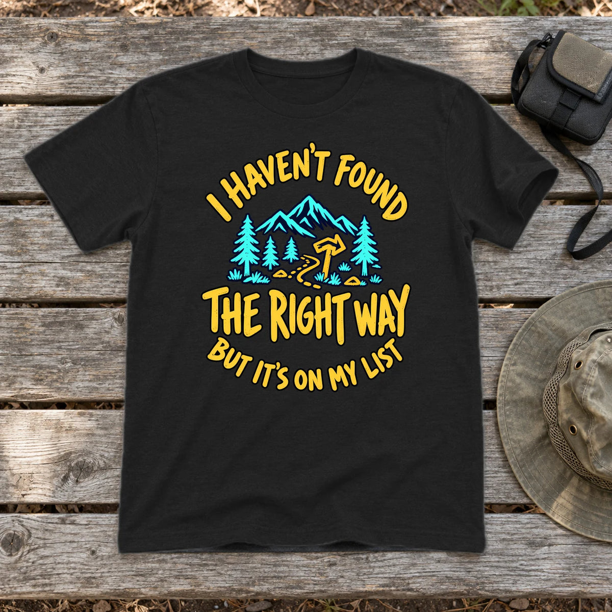 The Right Way Adventure Graphic Tee on Black Everyday Soft Tee