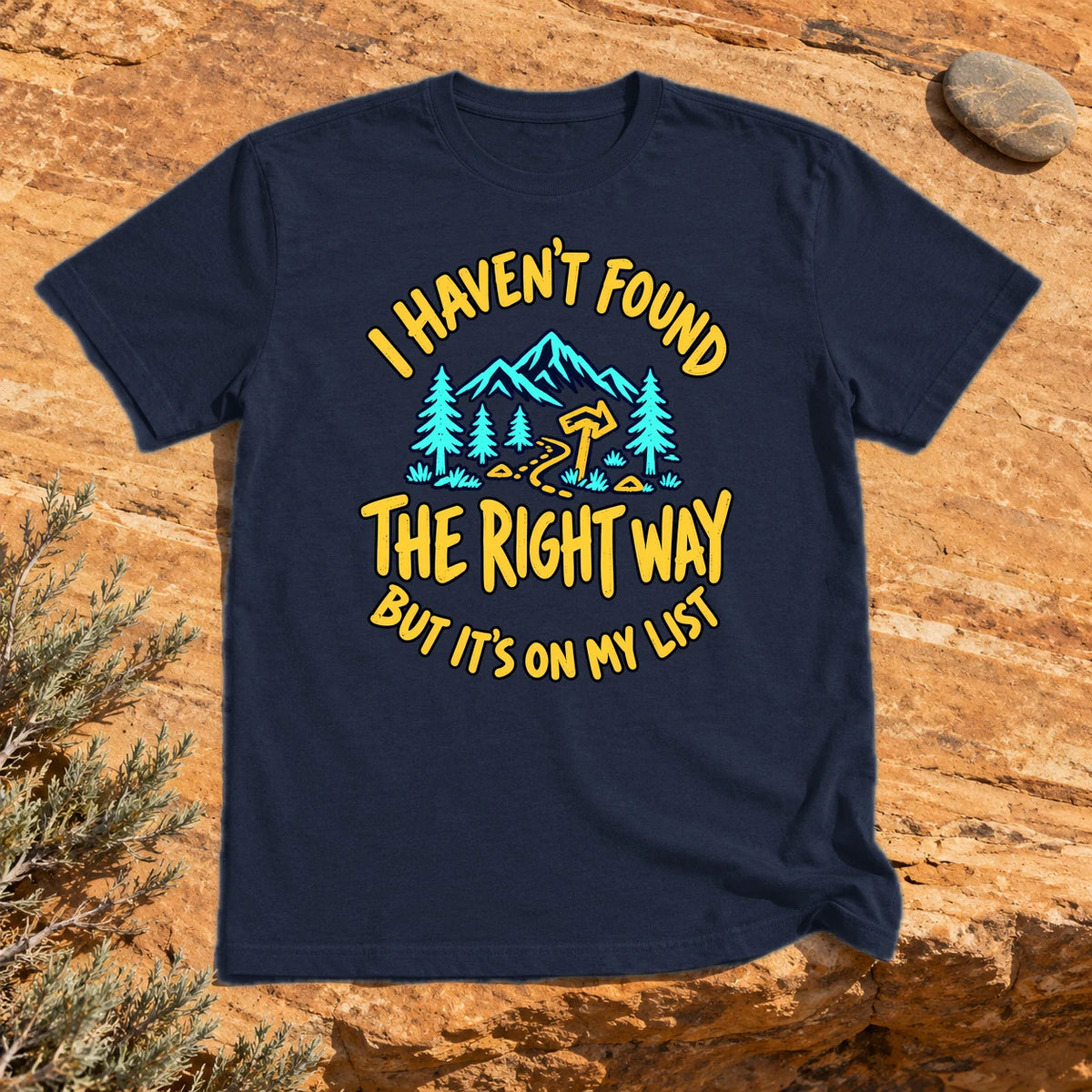 The Right Way Adventure Graphic Tee on Navy Everyday Soft Tee