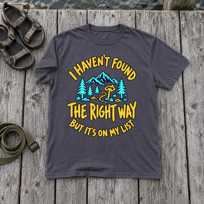 The Right Way Adventure Graphic Tee on Navy Premium Tee
