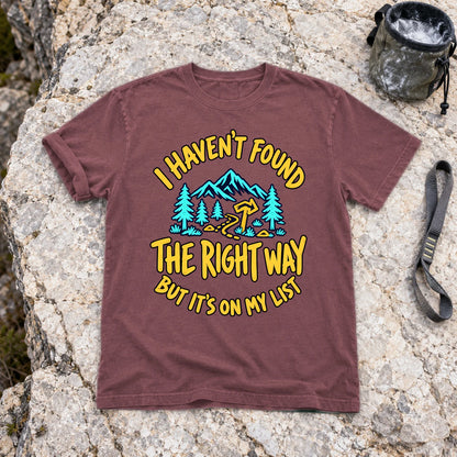 The Right Way Adventure Graphic Tee on Brick Premium Tee