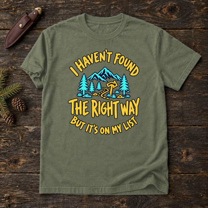 The Right Way Adventure Graphic Tee on Moss Premium Tee