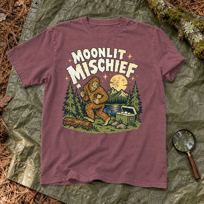 Moonlit Mischief Bigfoot Graphic Tee on Brick Premium Tee