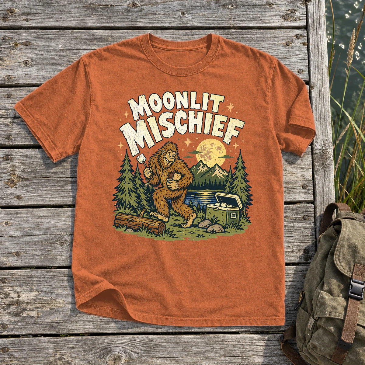 Moonlit Mischief Bigfoot Graphic Tee on Yam Premium Tee