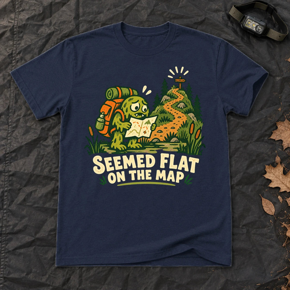 Seemed Flat On The Map Graphic Tee on Navy Everyday Soft Tee