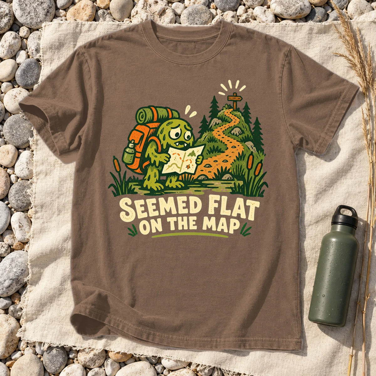 Seemed Flat On The Map Graphic Tee on Espresso Premium Tee
