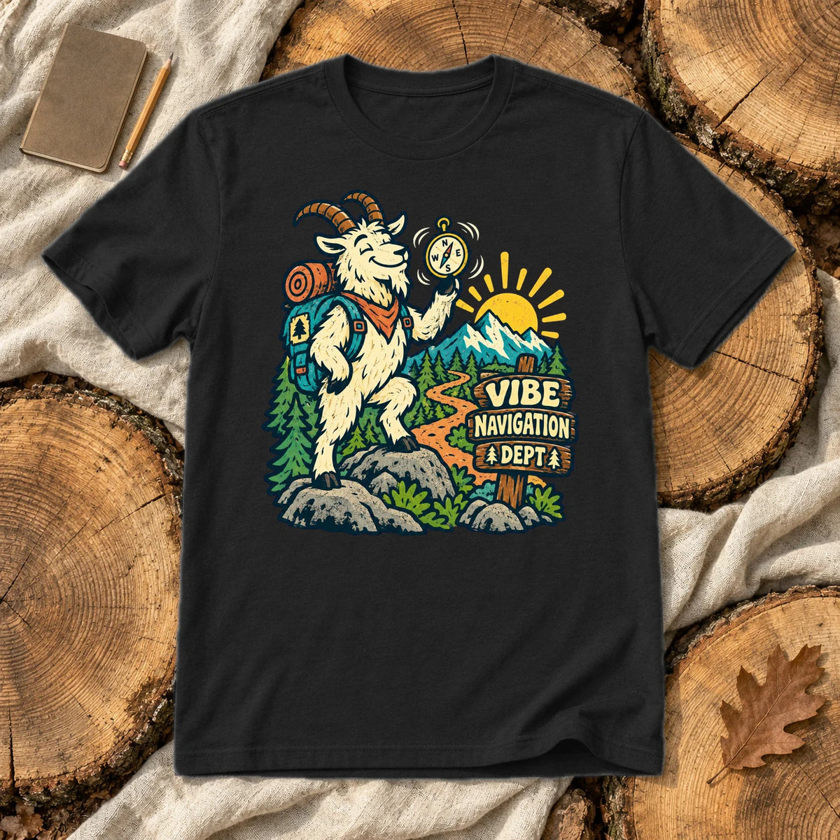 Vibe Navigation Dept Graphic Tee on Black Everyday Soft Tee
