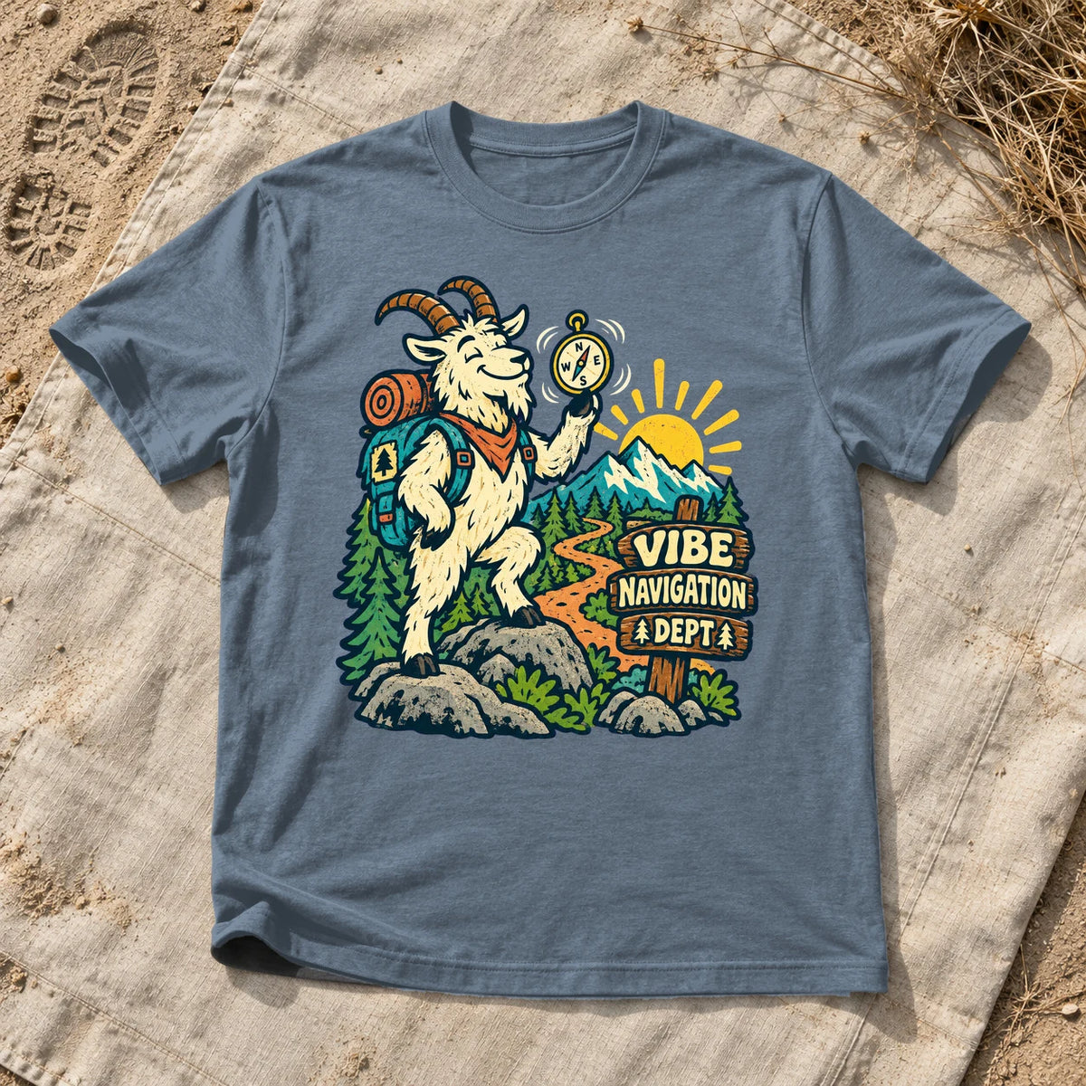 Vibe Navigation Dept Graphic Tee on Heather Indigo Everyday Soft Tee