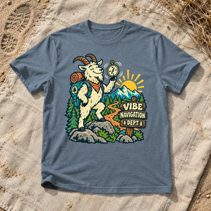 Vibe Navigation Dept Graphic Tee on Heather Indigo Everyday Soft Tee
