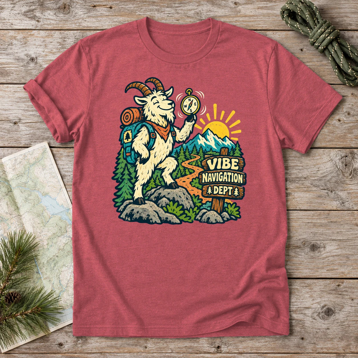 Vibe Navigation Dept Graphic Tee on Heather Red Everyday Soft Tee