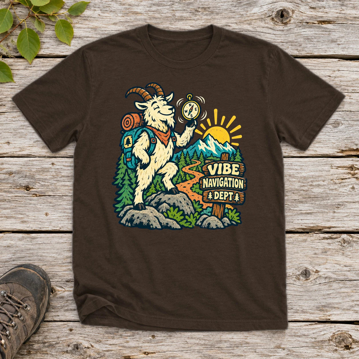 Vibe Navigation Dept Graphic Tee on Dark Chocolate Everyday Soft Tee