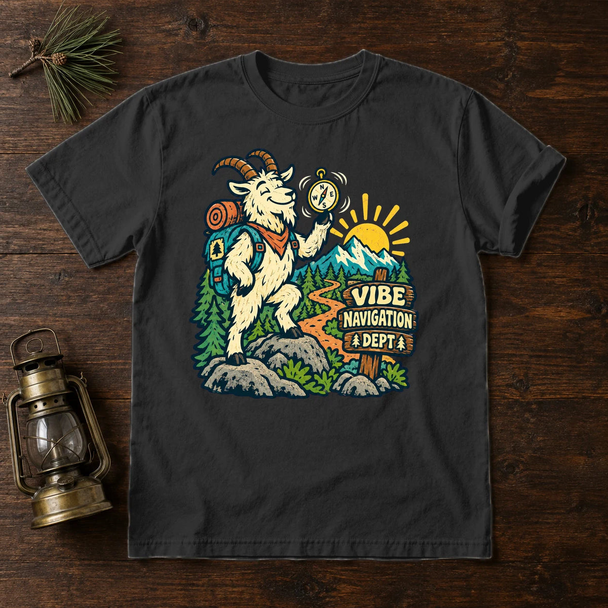 Vibe Navigation Dept Graphic Tee on Black Premium Tee