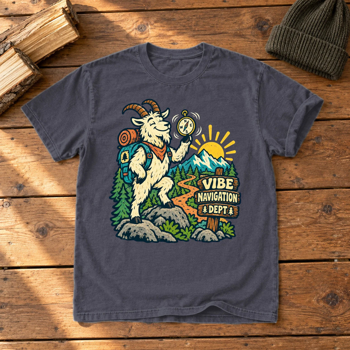 Vibe Navigation Dept Graphic Tee on Navy Premium Tee