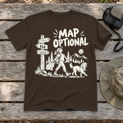 Map Optional Hiking Graphic Tee on Dark Chocolate Everyday Soft Tee