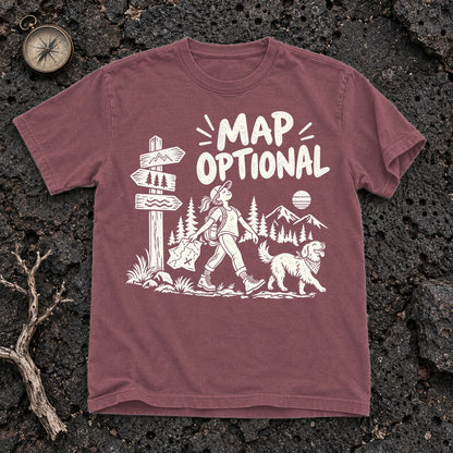 Map Optional Hiking Graphic Tee on Brick Premium Tee