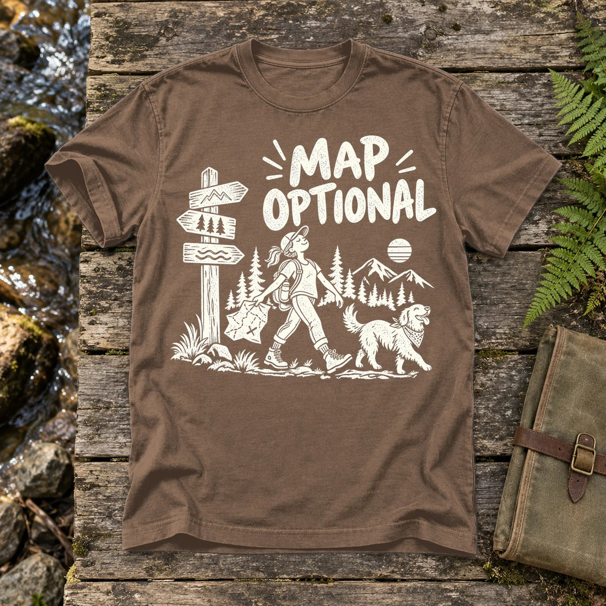 Map Optional Hiking Graphic Tee on Espresso Premium Tee