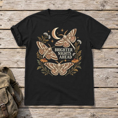 Brighter Nights Ahead Moth Graphic Tee on Black Everyday Soft Tee