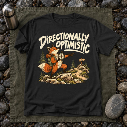 Directionally Optimistic Fox Graphic Tee on Black Everyday Soft Tee