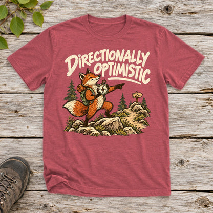 Directionally Optimistic Fox Graphic Tee on Heather Red Everyday Soft Tee