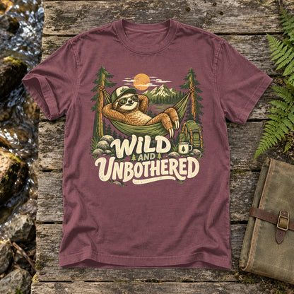 Wild & Unbothered Sloth Graphic Tee on Brick Premium Tee