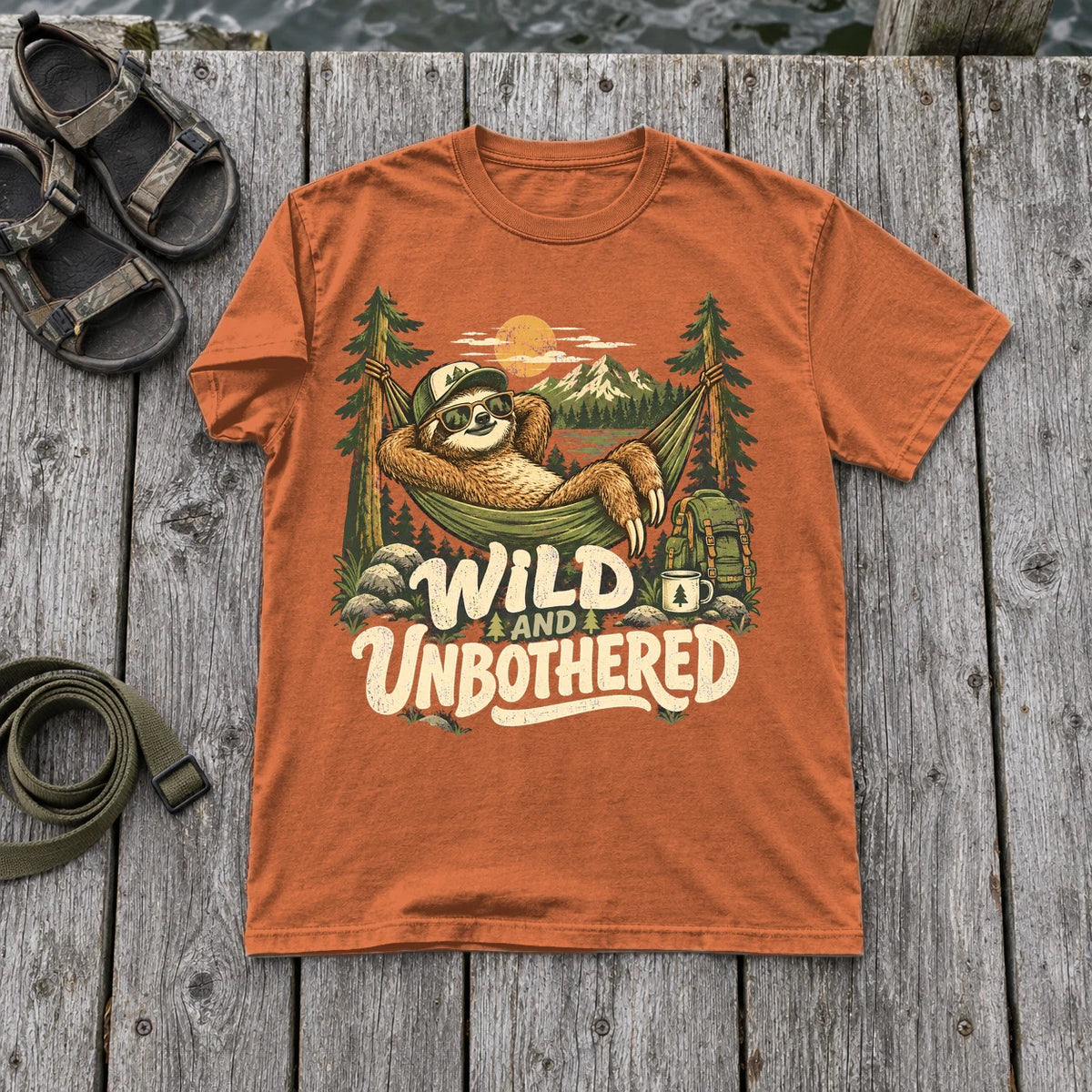 Wild & Unbothered Sloth Graphic Tee on Yam Premium Tee