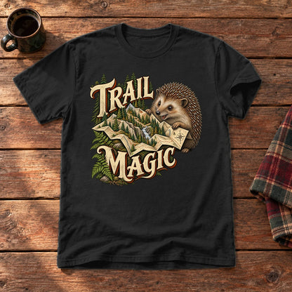 Trail Magic Hedgehog Graphic Tee on Black Everyday Soft Tee