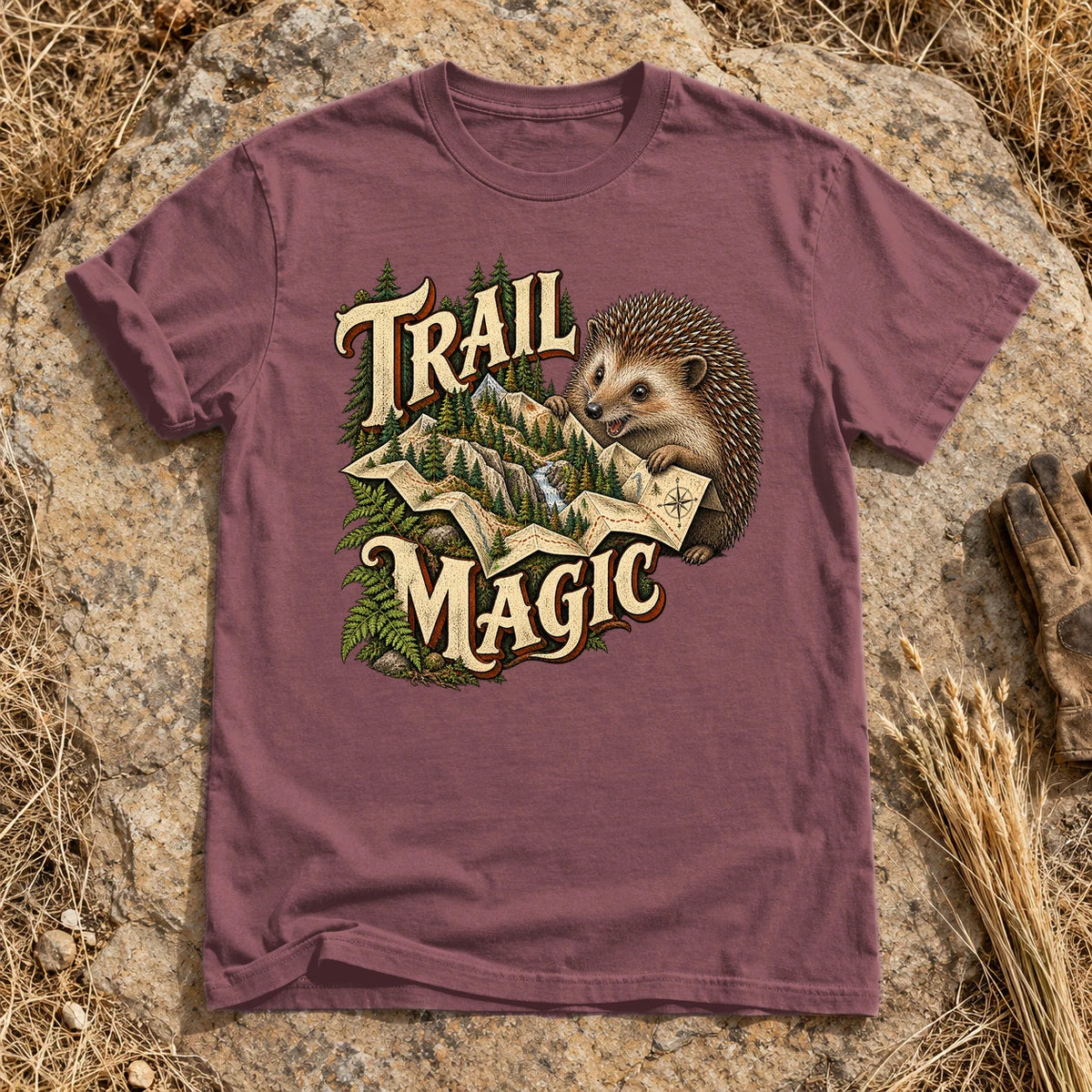 Trail Magic Hedgehog Graphic Tee on Brick Premium Tee