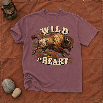 Wild at Heart Bison Graphic Tee on Brick Premium Tee
