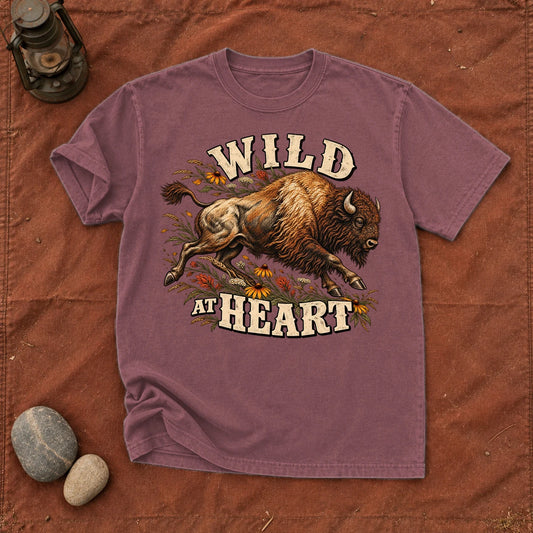 Wild at Heart Bison Graphic Tee on Brick Premium Tee
