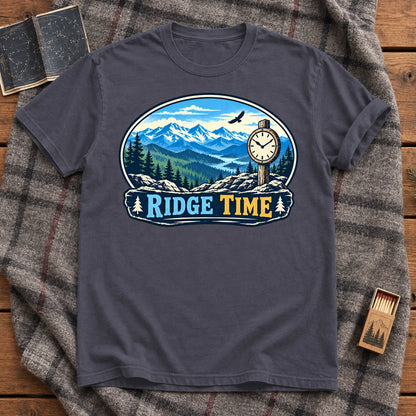 Ridge Time Vintage Mountain Graphic Tee on Navy Premium Tee