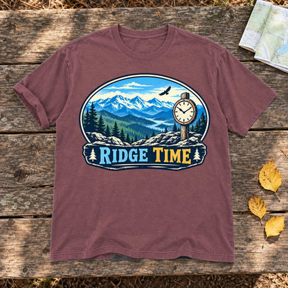 Ridge Time Vintage Mountain Graphic Tee on Brick Premium Tee