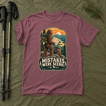 Mistakes Were Scenic Bigfoot Graphic Tee on Brick Premium Tee