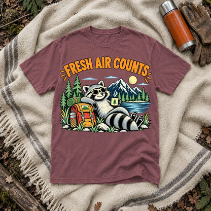 Fresh Air Counts Raccoon Graphic Tee on Brick Premium Tee
