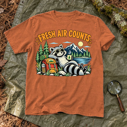 Fresh Air Counts Raccoon Graphic Tee on Yam Premium Tee
